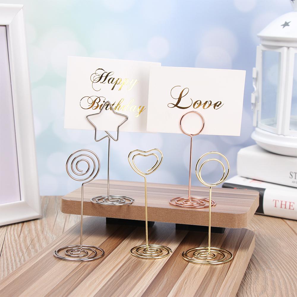 1PC Various Shapes Place Card Holder Table Metal Table Numbers Holder Paper Menu Clips Romantic Photo Holder Desktop Decoration