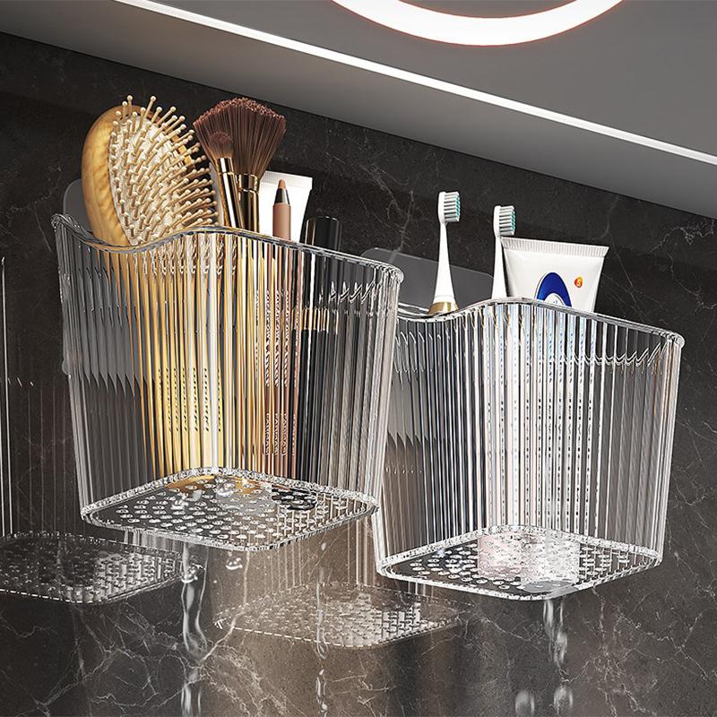 Multifunctional Transparent Storage Rack Holder Punch Free Wall-Mounted Storage Organization Kitchen Cabinet Storage Box