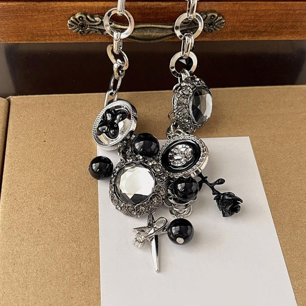 Flower Rhinestone Beads Necklace Crystal Clavicle Chain Choker Charm Gothic Necklace Party