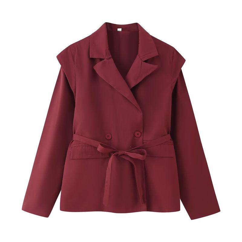 Kaslead New Women Clothes Western Style Fashion Simple Five-Color Lace-up Long Sleeve Blazers