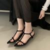 Bailamos2025 Summer New Women Sandals Thin Low Heel Ankle Strap Dress Party Shoes Fashion Narrow Band Ladies Gladiator Shoes