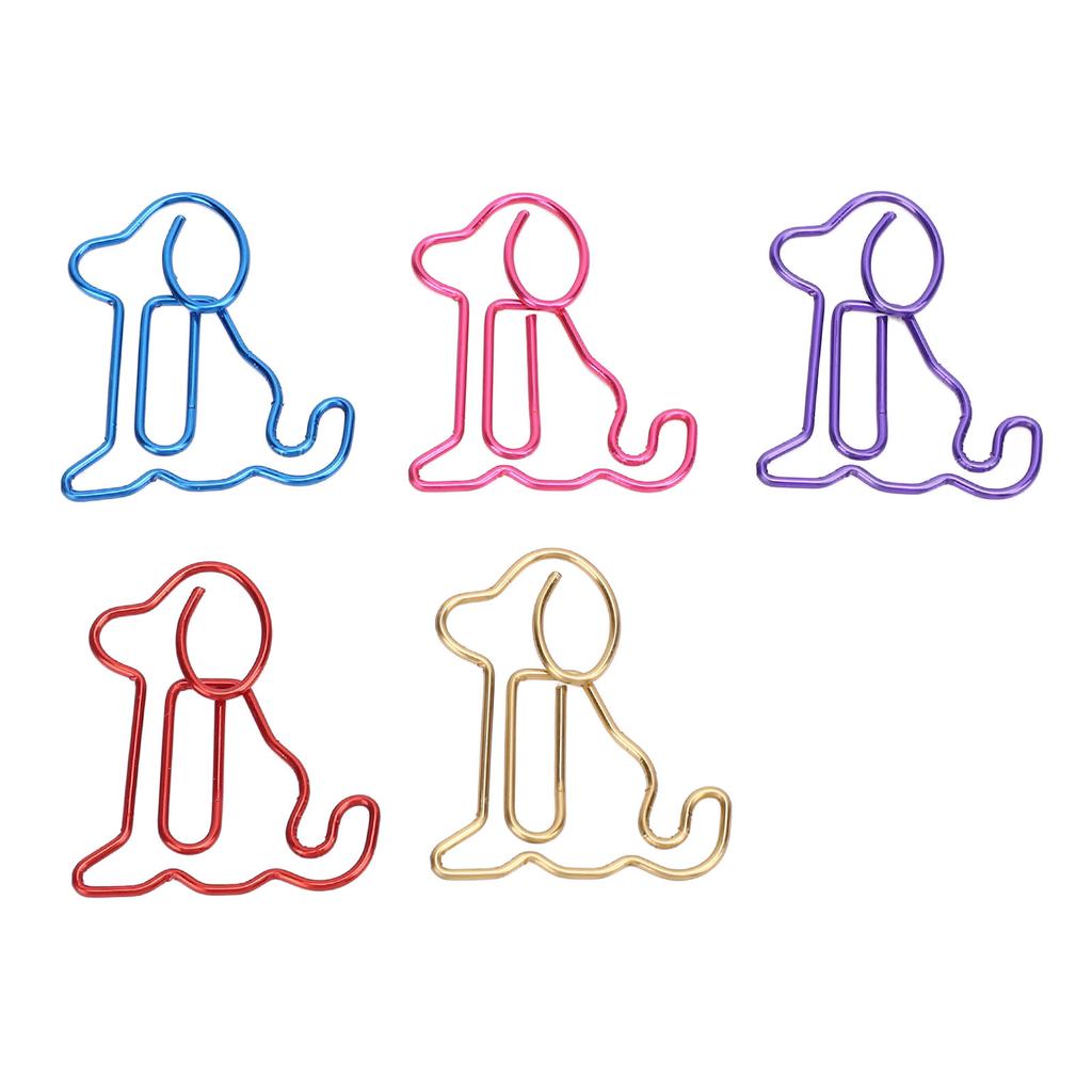 100PCS Animal Bookmarks Clip Iron Wire Multifunctional Dog Shaped Marking Clip for Office