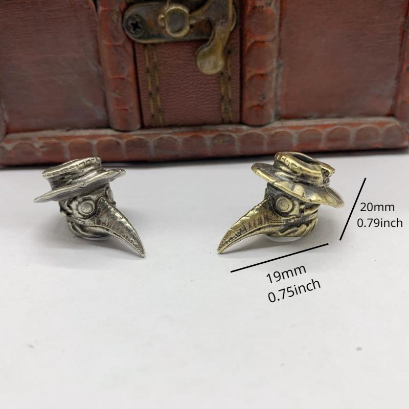 Vintage Brass Plague Doctor Crow Knife Pendant Necklace with Paracord Rope
