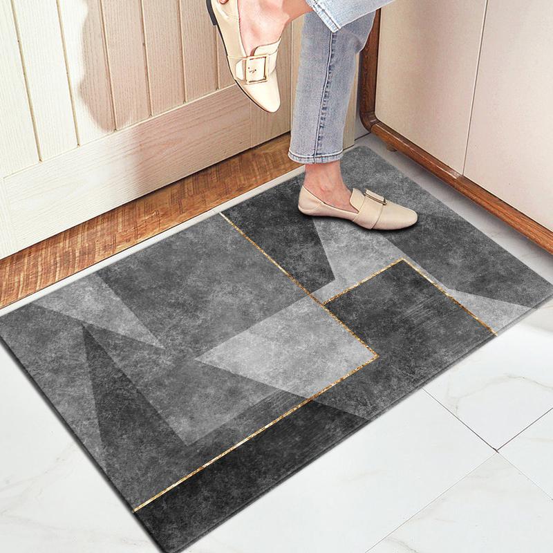 Šedá geometrická abstraktní houbová rohožka Protiskluzová latexová podložka Super absorpční pro vnitřní toaletu Koberček k posteli Podložka na podlahu