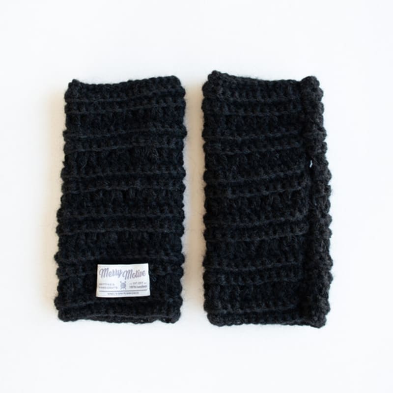 MERRYMOTIVE Wolle haarig Mischfarbe Handwärmer (Schwarz)