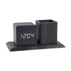 Creative Wooden Desk Item Combines Digital Alarm Clock With Pen Storage Section faint Setting And Three Alarm picks