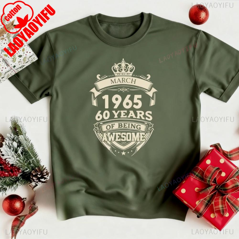 Vintage 1965 60 Years of Being Awesome Birthday TShirt 60th Nostalgia Birthday Print Shirt Unisex Trending Unique Tee