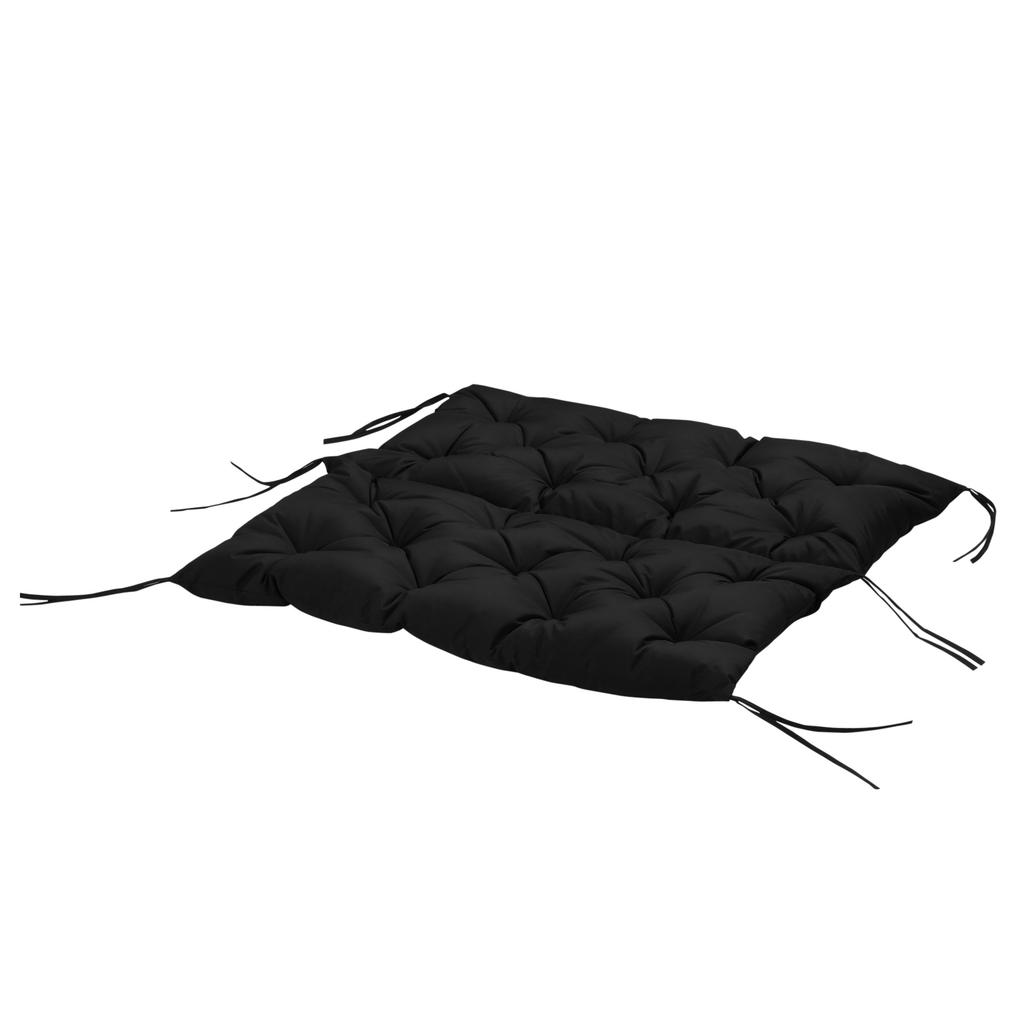 3 Seater Bench Cushion 100x98x8 cm Bench Cushion with Ties, Bench Pad for Garden Furniture Porch Swing, Black