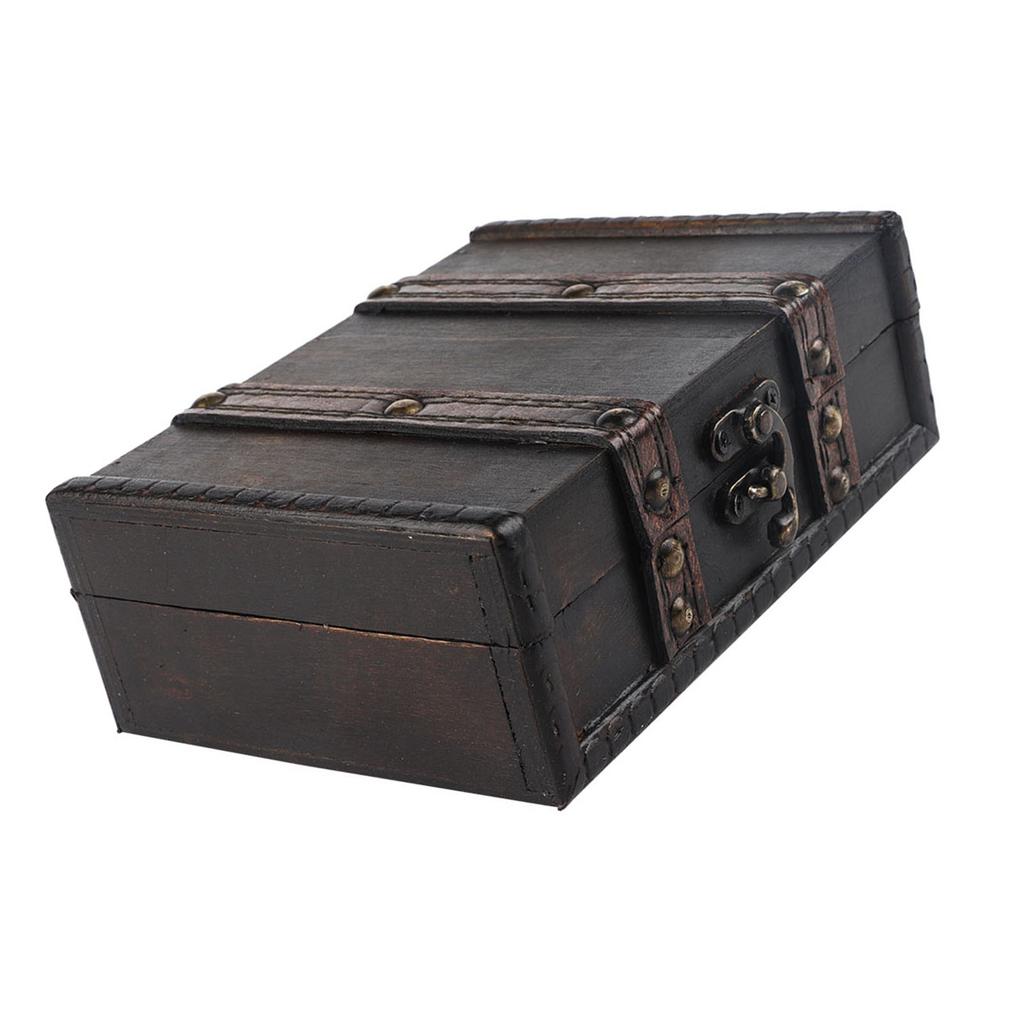 Scatola di Legno Vintage Custodia per Gioielli Scatola Espositore Baule del Tesoro in Legno Ornamenti da Scrivania per Braccialetti Orecchini Collane