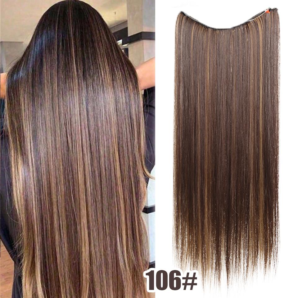 One-piece Straight Hair Extension Synthetic Wig Female Elastic Fishing Line Style Natural Seamless Smooth Hair Extension Wig