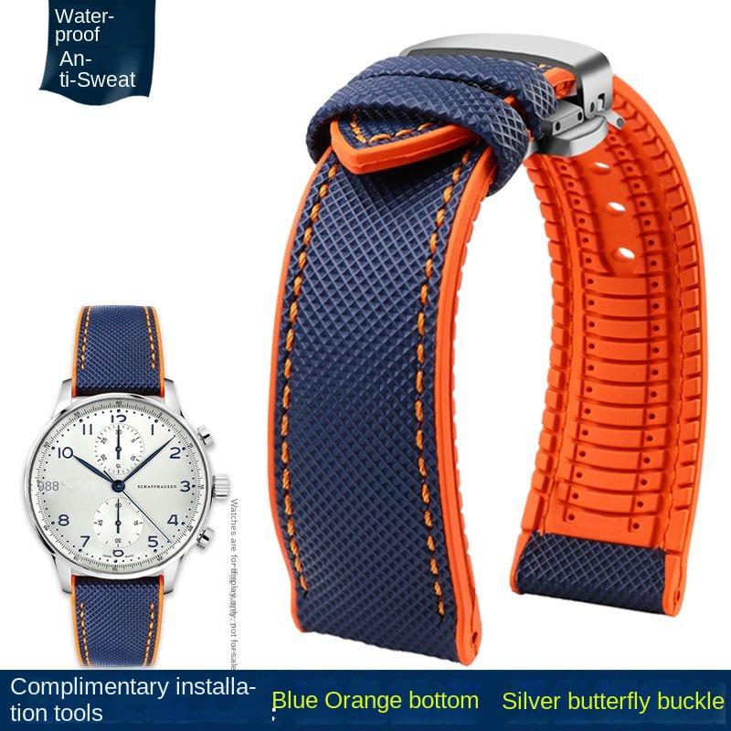 20mm 22mm 23mm 24mm Nylon Rubber Bottom Waterproof Watch Band for Longines IWC Pilot Mark 18 Seiko Omega Series Watchband Strap
