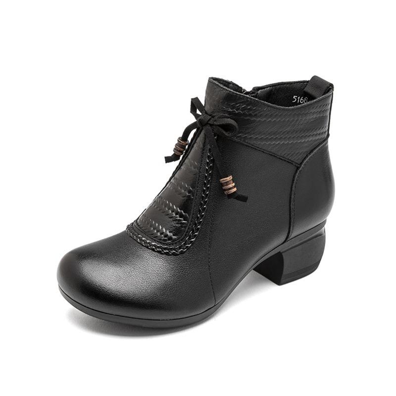 Chunk-heeled Shoes, Ankle Boots, Women's Shoes, Autumn and Winter Round-toed, Retro Soft-soled, Versatile Boots