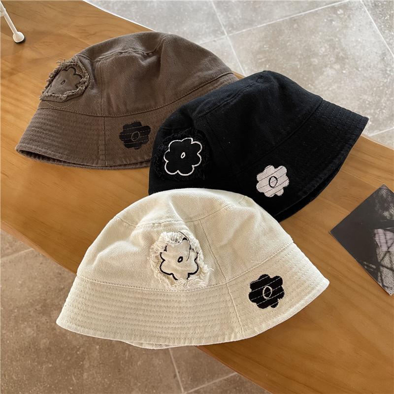 Embroidered Flower Bucket Hat For Girls To Show Their Faces In Spring And Summer, Outdoor Basin Hat, Korean Version Bucket Hat,