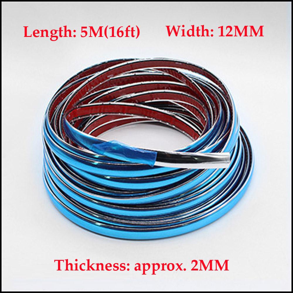 5m Exterior Car Chrome Body Strip Bumper Auto Door Protector Moulding Styling Trim Car Lamp Sticker Window Trim Exterior Trim