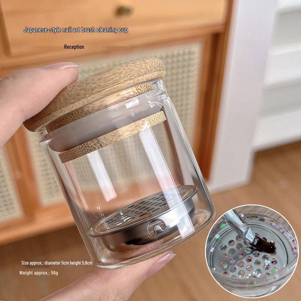 Nail Art Glitter Brush Washer with Lid, Stainless Steel Mesh, Layered Crystal Brush Holder, Moisturizer Box, and Filter.