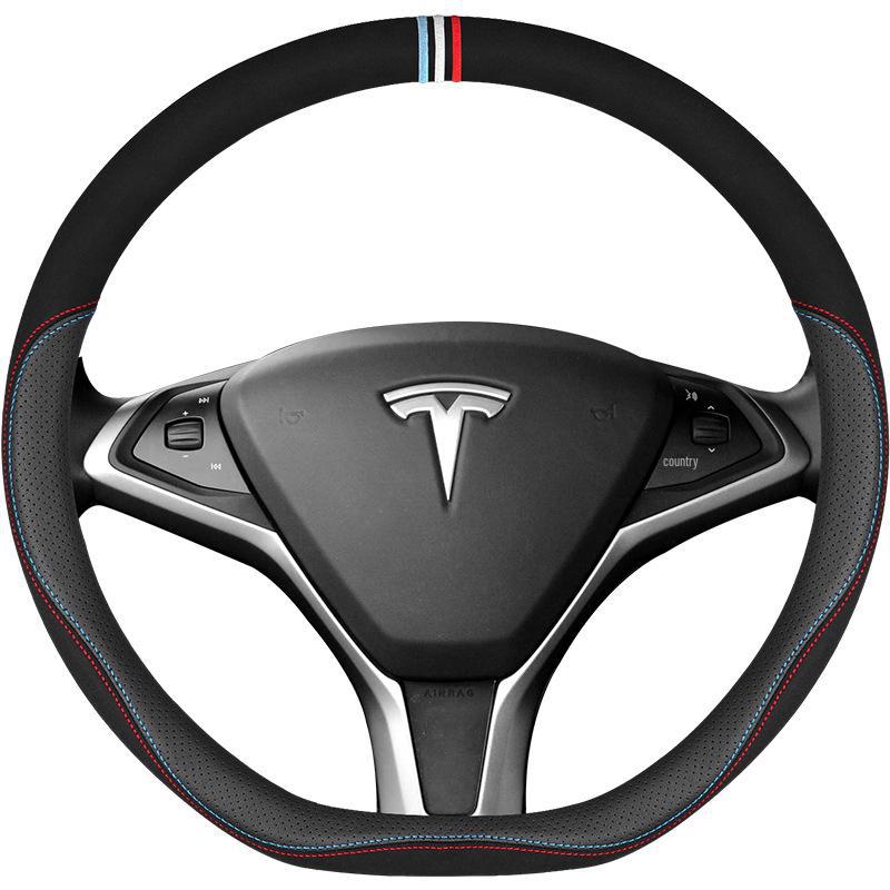 Universal Genuine Leather Steering Wheel Cover for Tesla Model 3, X, S - All Seasons