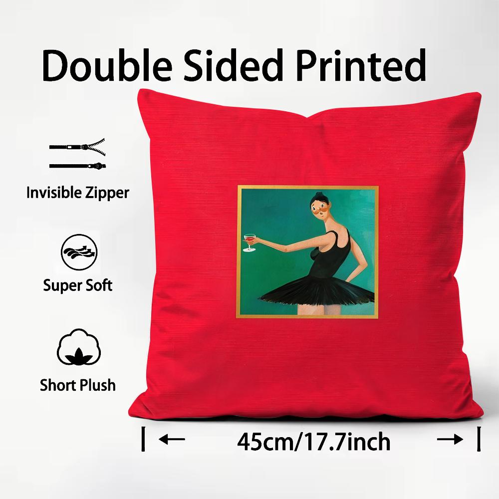 K-Kanye W-West Rapper Cushion Cover Pattern Printed Pillowcase for Living Room Sofa Cushion Cover & Bedroom Decor