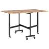 Folding Kitchen Dining Table, 2 Drop Leaves, 6 Wheels, Seats 4-6, 120 x 80 x 73 cm, Rustic Brown