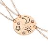 Men Women Inlaid Rhinestone BFF Pendant Best Friend Friendship Necklace Sun Moon Cloud Star