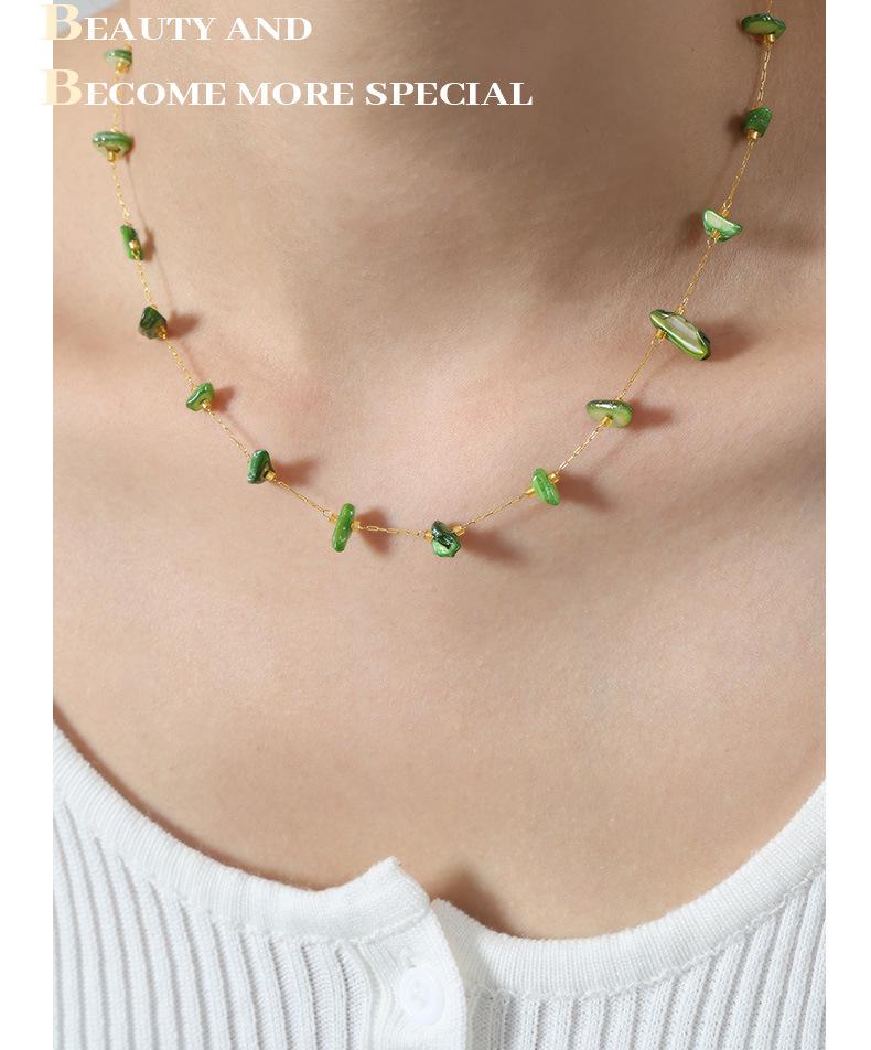 Collana clavicola in Acciaio Titanio Oro 18K Turchese - Gioiello di Lusso Francese Versatile per Donne