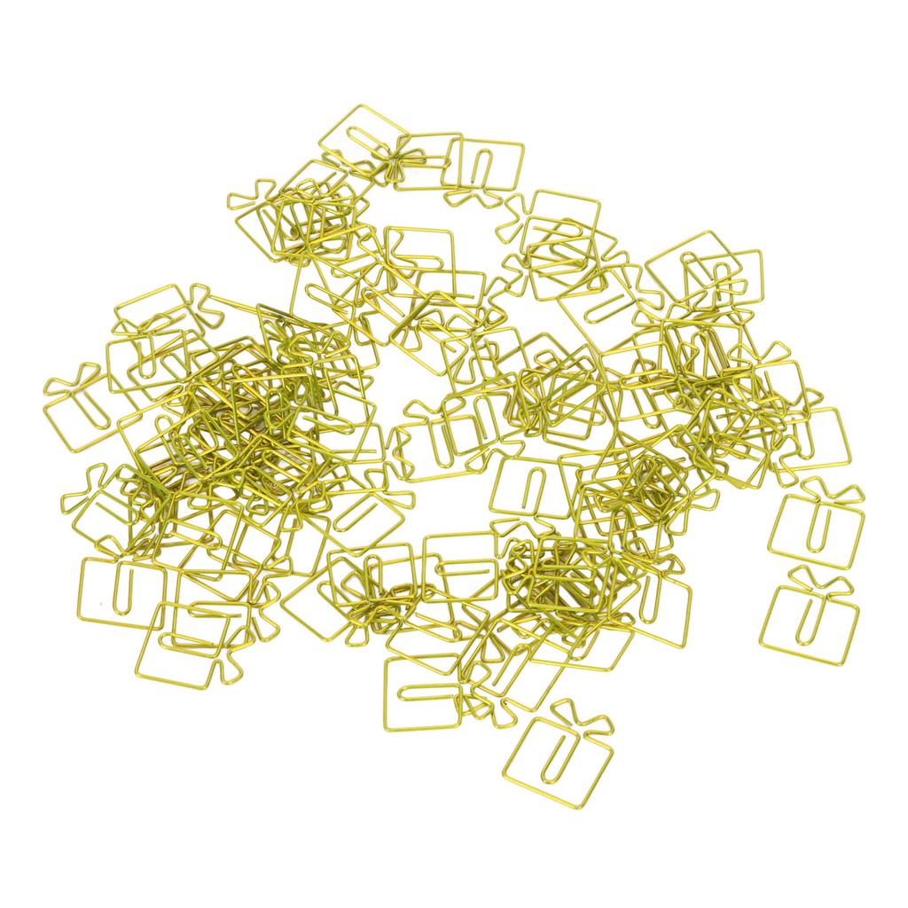 100pcs Paper Clips Christmas Gift Box Shape Increased Skid Resistance Rust Prevention Colorfast