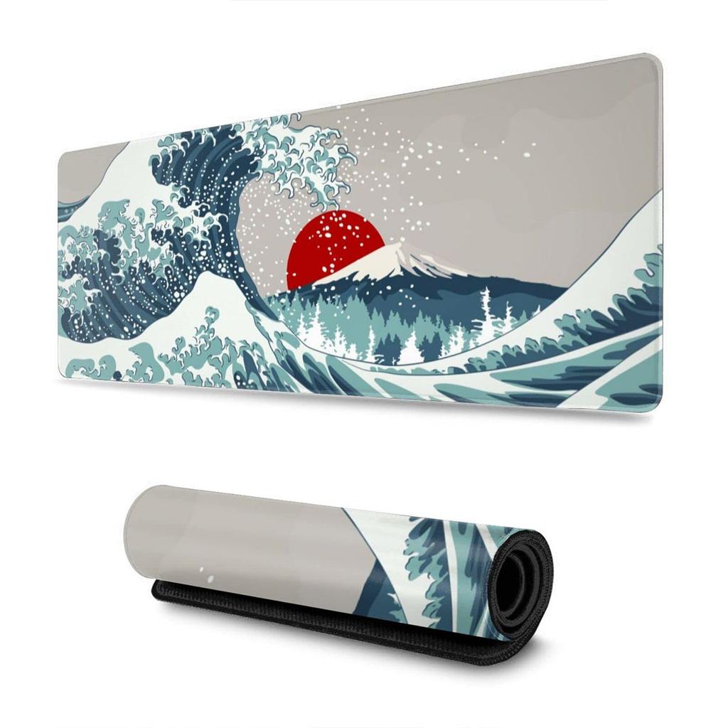 Tappetino Mouse da Gioco Bianco Fiore di Ciliegio Giapponese Xxl Esteso Grande Mouse Mat Tappetino da Scrivania Bordi Cuciti Mousepad Lungo Gomma Antiscivolo