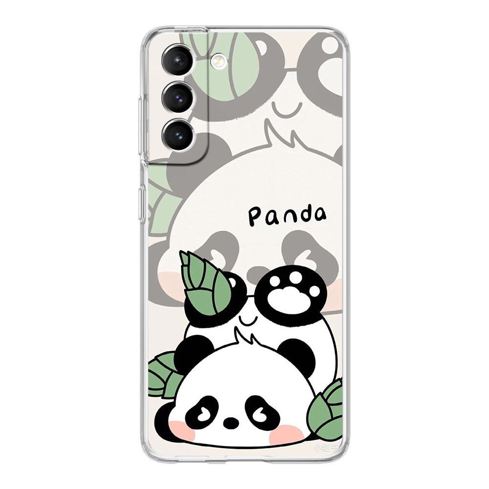 Cute Panda Climbing Bamboo Phone Case For Samsung Galaxy S24 S23 S22 S20 Ultra S21 FE 5G S10 S9 Plus S10E S8 Soft Clear Cover