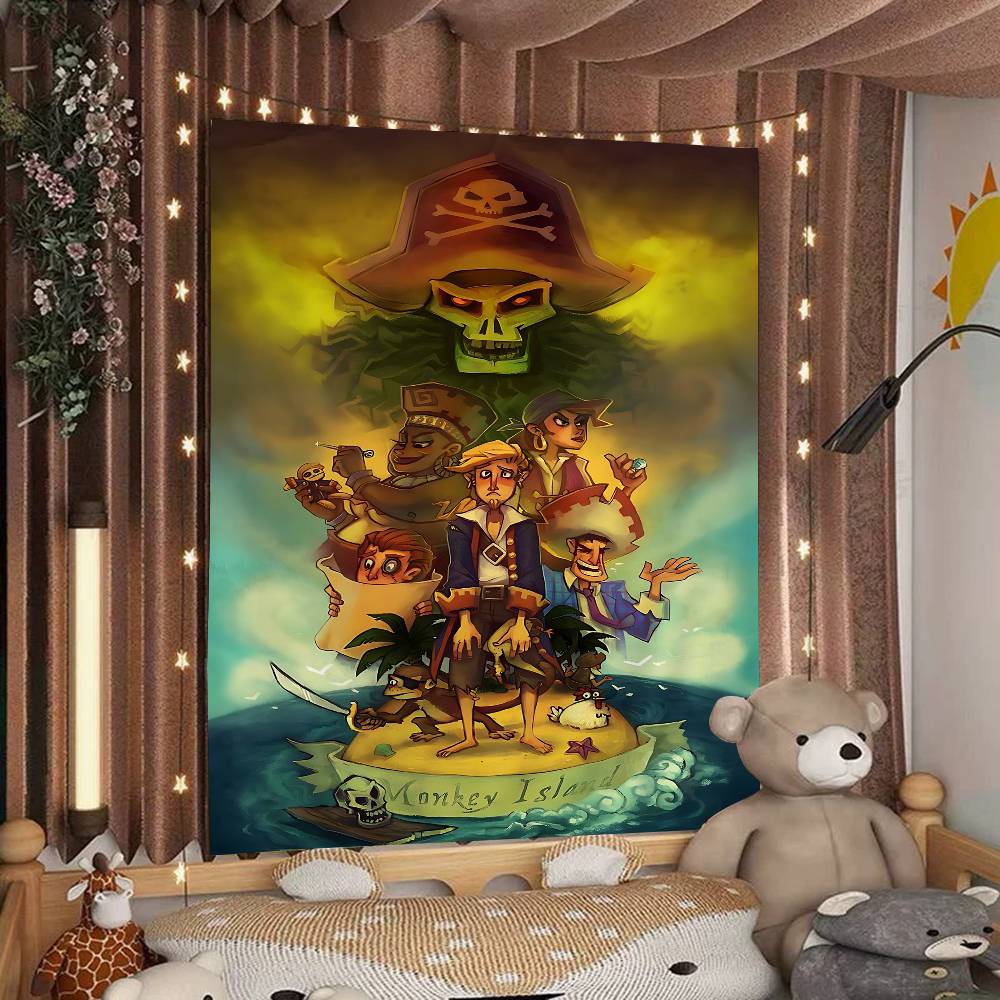

Classic Game The Secret Of Monkey Island Hanging Bohemian Tapestry Bohemian Wall Tapestries Mandala Kawaii Room Decor 74x94cm(29x37in)