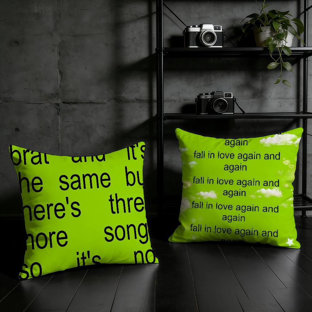 Singer CCharli XXCX Brat Cushion Cover Birthday Anniversary Gifts Double Sided Printed Zipper Cushion Cover Soft Skin Bedding