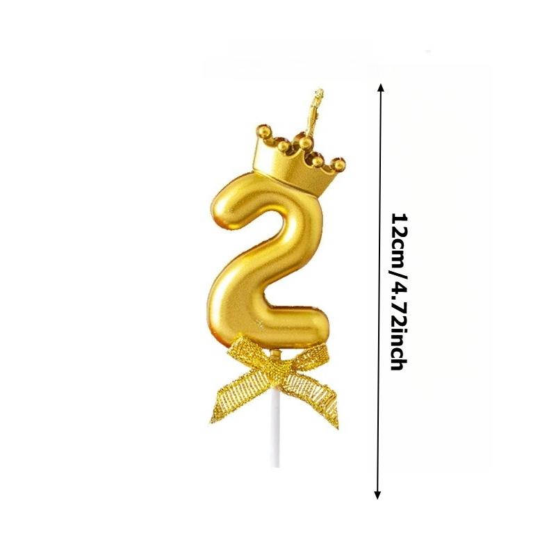 Golden Crown 0-9 Digital Number Candles, Cake Decor Candles for Wedding Birthday Party, Beautiful Cake Decoration Supplies