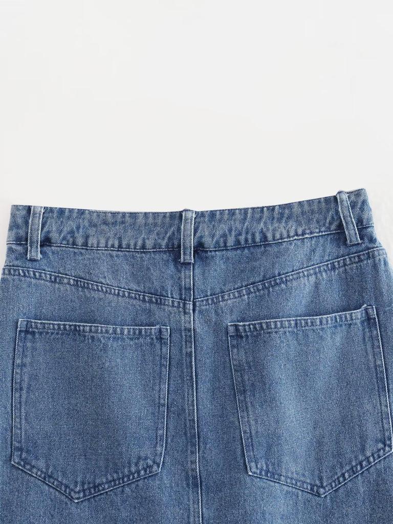 2025 Summer Women's Casual Denim Vest and High Waist Skirt Set with Lapels