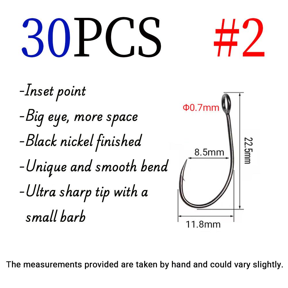 

30 шт. Крючки для рыбалки с большим ушком из высокоуглеродистой стали с бородкой, крючки для приманок для нахлыстовой ловли, блесны, стримерные крючки с трубкой