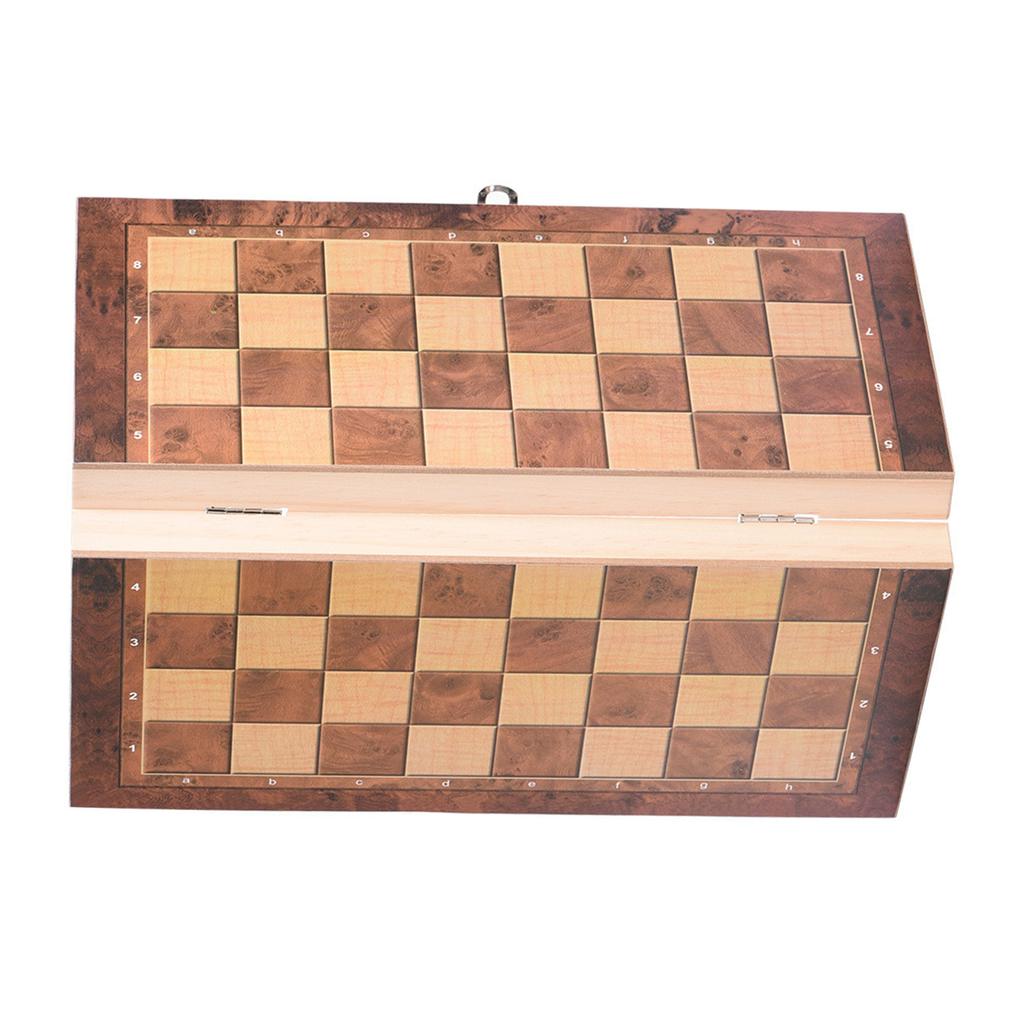 3in1 Portable Wooden Chessboard Folding Board Chess Game For Party Family Activities (34*34cm)