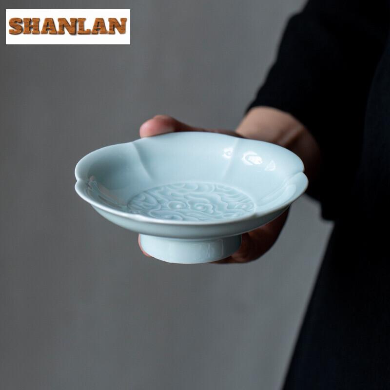 Japanese Oriental Cherry Ceramic Fruit Tray Dried Candy Dish Tea Dim Sum Snack Basket Self-help Display Home Table Decoration