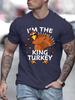 Unisex O Neck Tee King Turkey Thanksgiving Print Cotton Short Sleeve Loose Summer Street Breathable Daily Casual Basic Wear Top