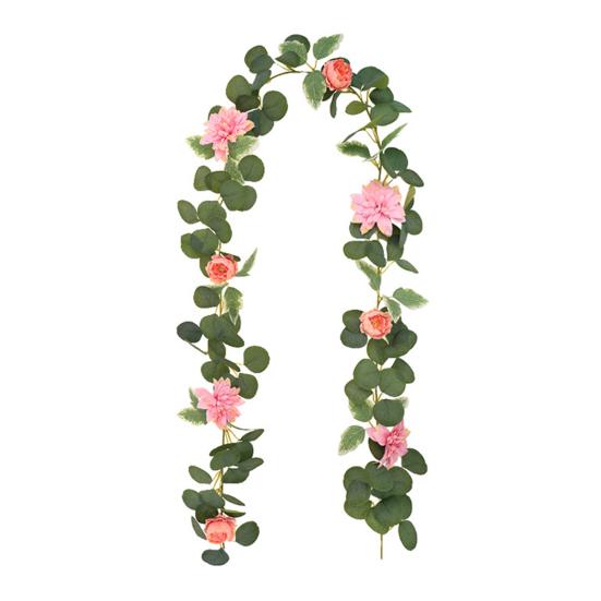 Artificial Eucalyptus Garland with Flowers Faux Floral Greenery Garland for Wedding Table Centerpiece Party Ceremony