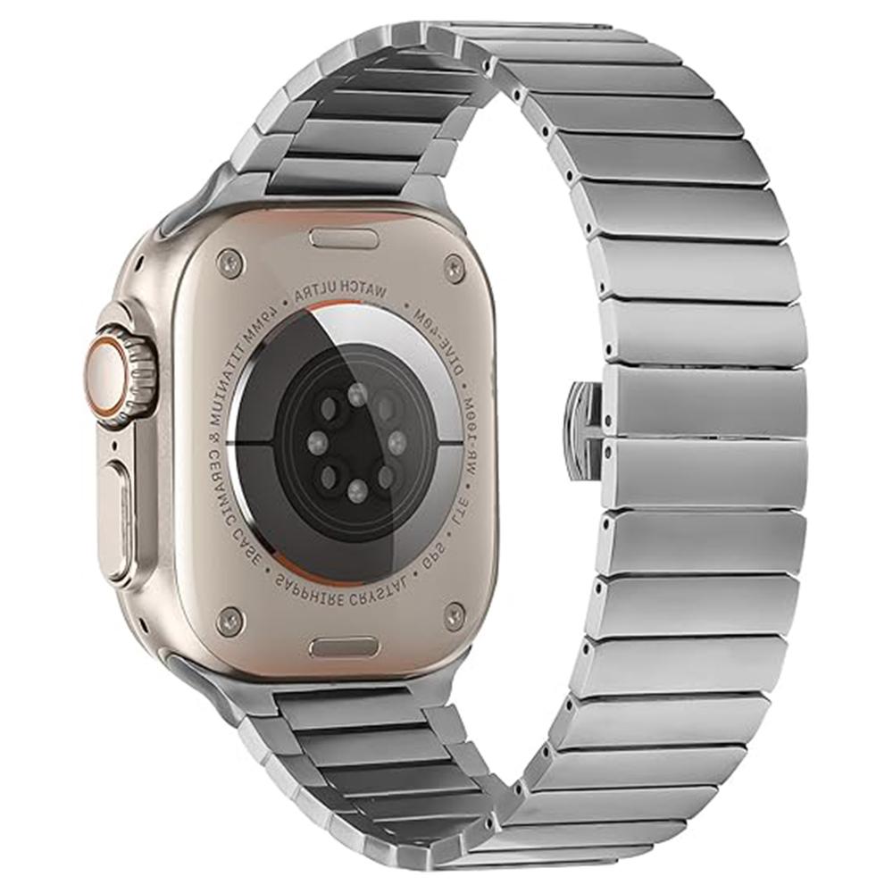 

Watch Band For Apple Watch Series 10 9 8 7 SE 6 5 4 3 2 1 42mm 41mm 40mm 38mm 1-Bead Bamboo Link Stainless Steel Strap Silver
