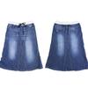 Större Storlekar Kläder Lång Kjol Jeanskjol Lång Längd Stretch Denim Blå 3L WD-0085