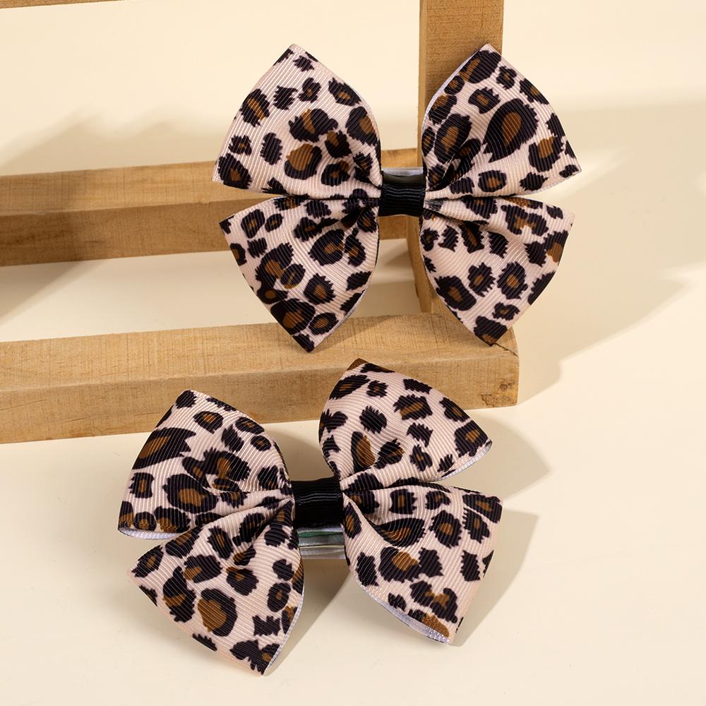 2Pcs Korean Leopard Bow Hair Clip Girls Women Trendy Ribbon Dots Bownot Hairpin Kids Sweet Cool Headdress Headwear Accessories
