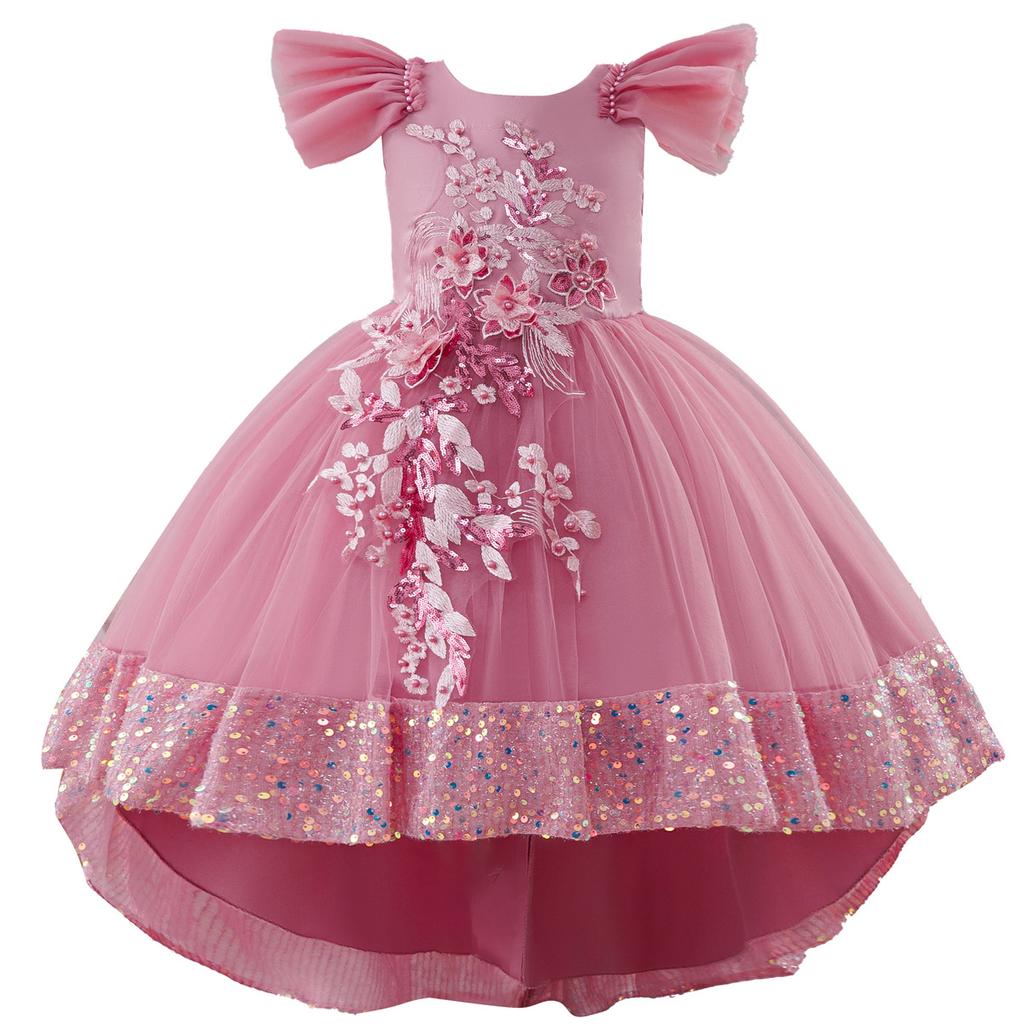 Girls' Princess Dress: New Arrival – Tulle and Sequined Ball Gown with Train for Baby's Birthday Party or Piano Recital