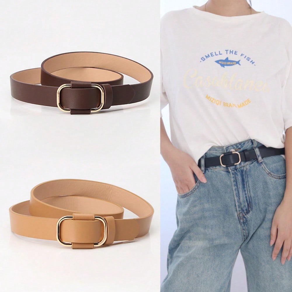 Simple Light Luxury Women's Belt Jeans Non-porous Belt Versatile Casual Pants Belt
