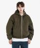 Andra Heritage Washed Fleece Padded Zip-Up Hoodie Khaki