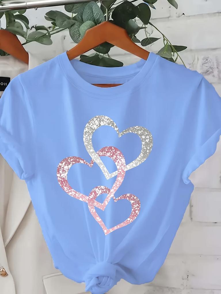Soft T Shirt Women Heart Lip Graphic Tee Casual Short Sleeve O-neck Summer Tshirt Plus Size Streetwear Daily Basic Tops T Shirts