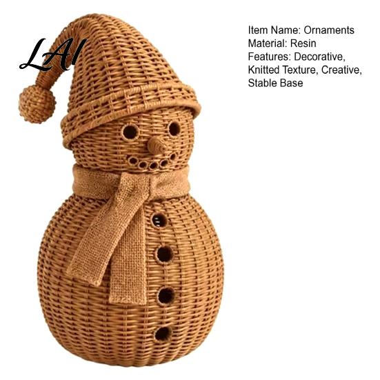 Cute Snowman Shelf Decor Christmas Ornament for Tabletop Decor Retro Resin Figurine Decorative Figurines Fireplaces with Knitted Texture Winter