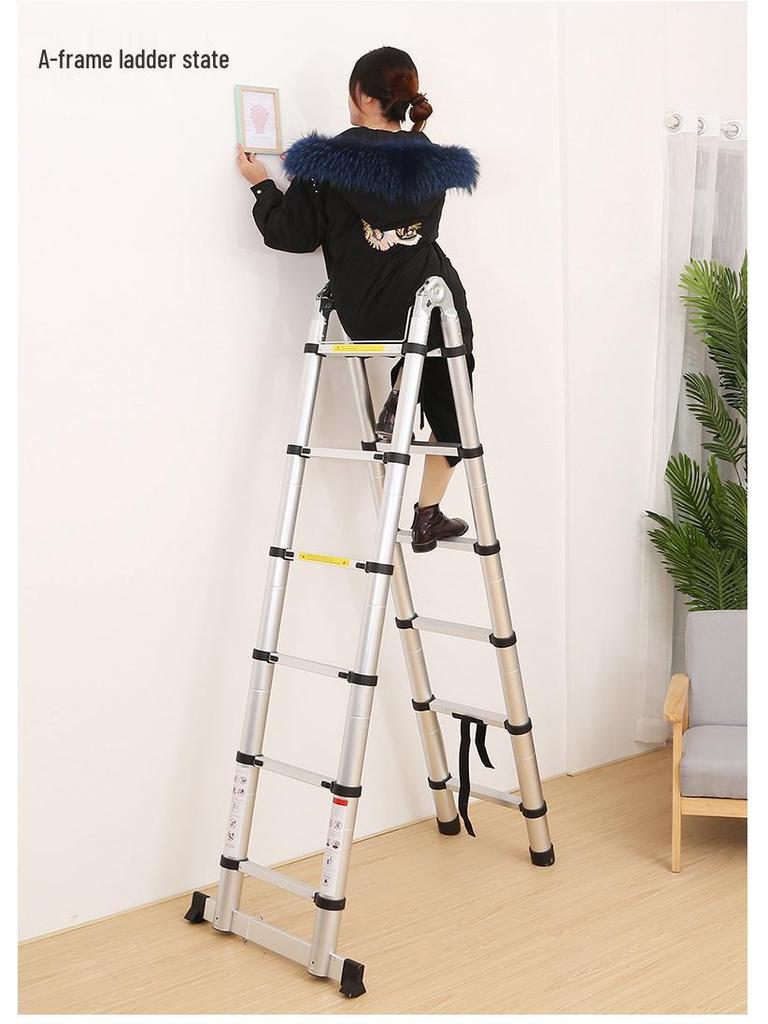 Aluminum Alloy Multifunctional Folding Ladder: Portable, Thickened, and Telescopic Herringbone Design