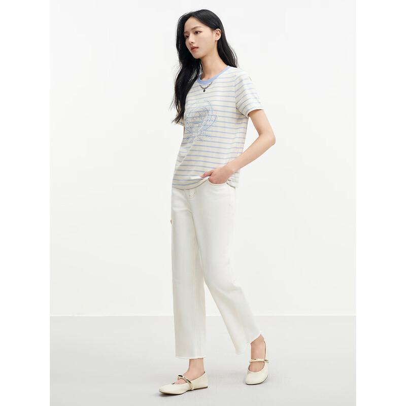 JUZUI Women's Nautical Striped Cotton T-Shirt