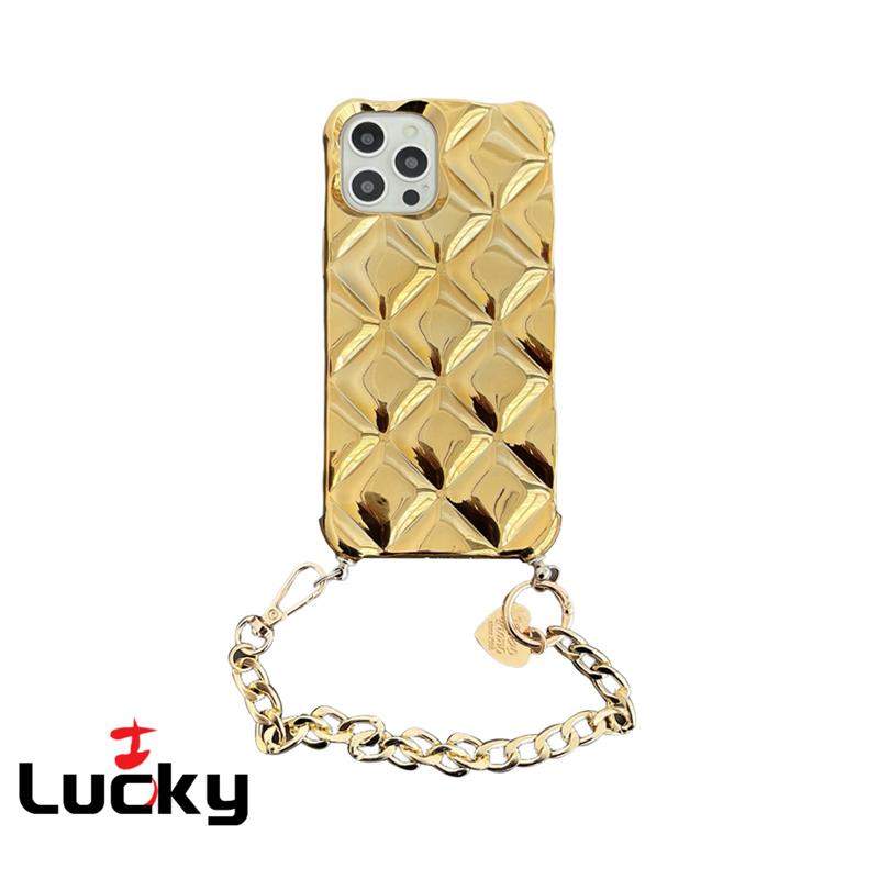 Diamond Plating Camera Protection Phone Case Pear Chain For IPhone 15 Pro Max 14 15 Plus 13 12 Pro 11 Promax with Bracelet