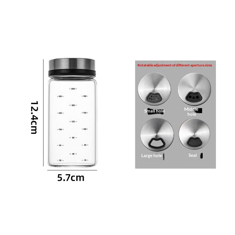 200/300/500ml High Borosilicate Glass Seasoning Can Salt Sesame Solid Condiment Seal Bottle Pepper Spice Shaker With Rotary Lid