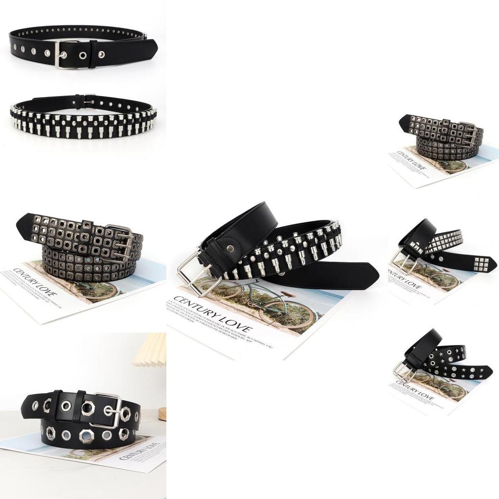 Minimalist Square Buckle Pu Leather Belt With Punk Style For Jeans And Trousers