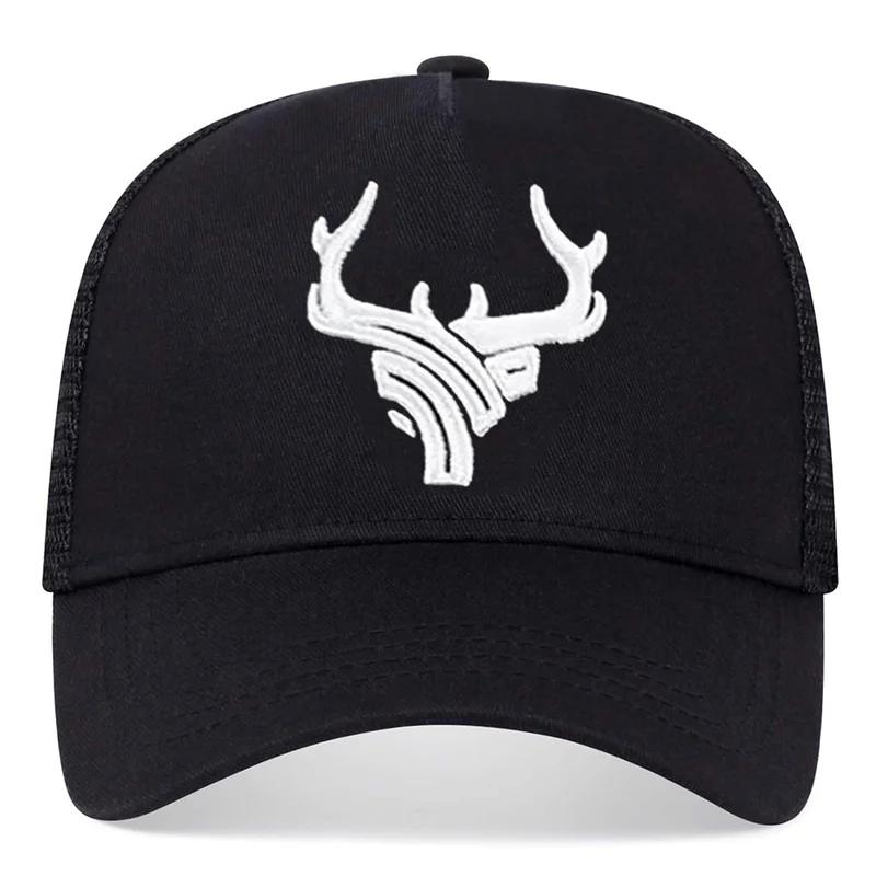 Unisex Antler Embroidered Baseball Cap Men Women Summer breathable Mesh Caps Adjustable  Outdoor Casual Sunscreen Hat Dad Hats